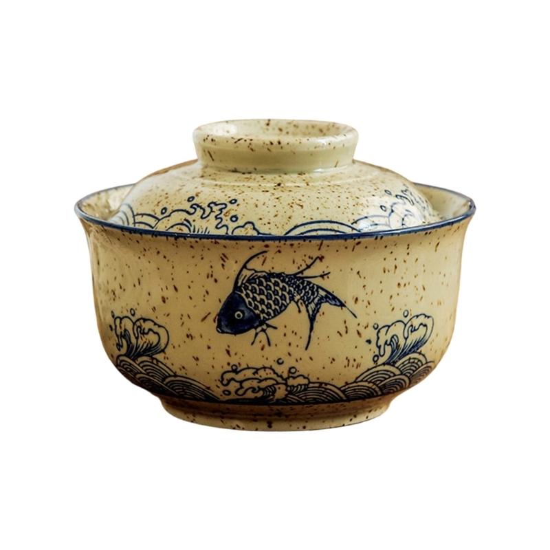 Elegant Ceramic Ramen Noddle Soup Bowl with Lid Microwave Oven and Dishwasher Safe for Formal Dining and Daily Activity