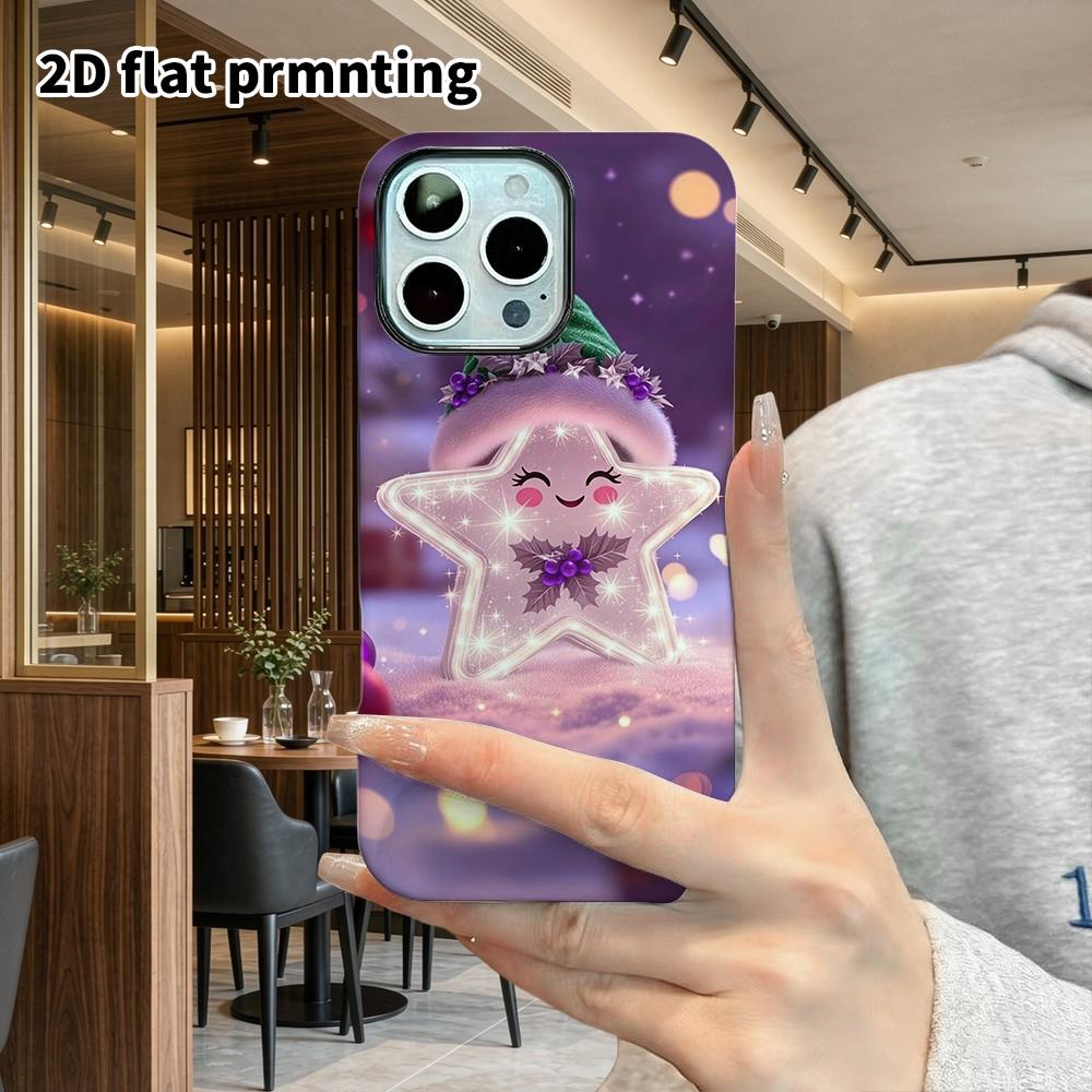 Phone Case: 2D Flat Design Suitable for iPhone 18, 17, 16, 15, 14, 13 Pro Film Protective Case, Couple Style, Glowing Stars, Christmas and Halloween G