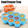 Silicone Food   Tray 10 Holes Reusable Container with Lid for Homemade Baby Food(Blue )