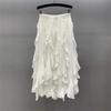 Irregular lace splicing chiffon skirt women's spring and summer new fashion high waist and thin a word big swing skirt