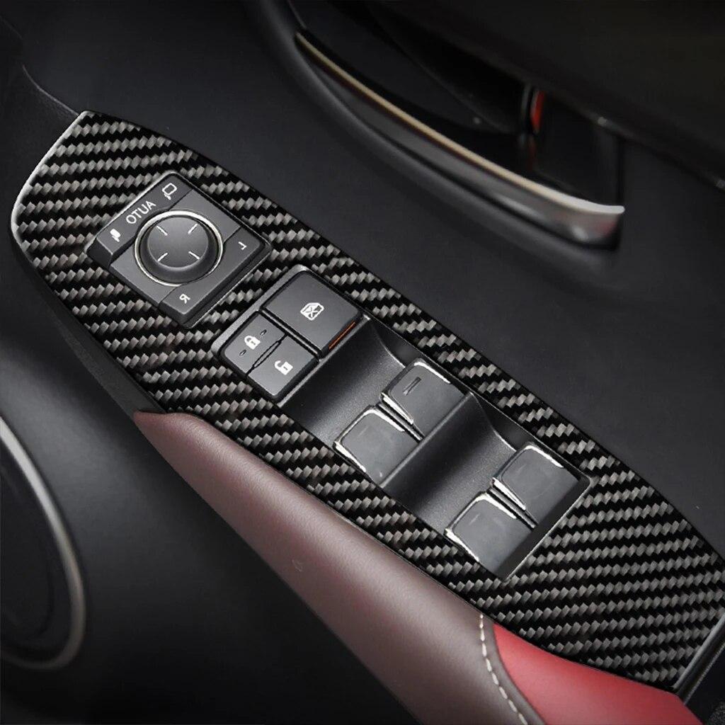 4 sztuki dla Lexus NX 200 200t 300h 2014- Przycisk przełącznika podnoszenia szyby samochodu Panel dekoracyjny Pokrywa Naklejki wykończeniowe Akcesoria samochodowe