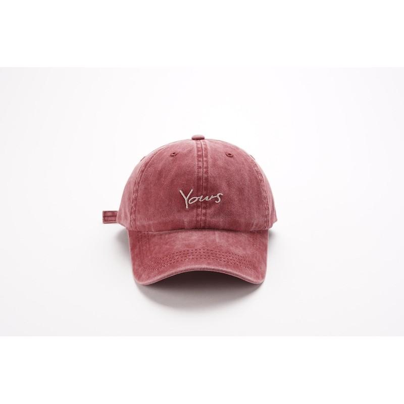 Vintage Washed Denim Baseball Cap With Embroidered Lettering For All Seasons бордовый