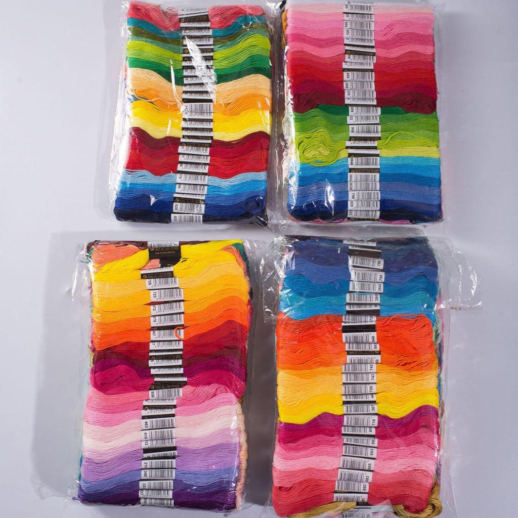 120-Color Hand-Embroidered Cotton Thread Set in Plastic Box for Cross Stitch & Sewing