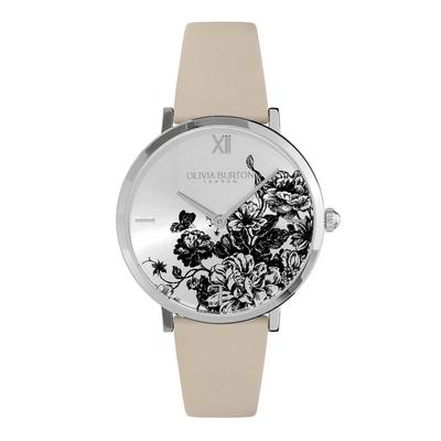 Autorisierter Händler Olivia Burton Uhr Damen ob24000113 Signature 35mm Floral Bloom Ultra Slim Silber Antik Perle Lederarmband [OLIVIA BURTON] &