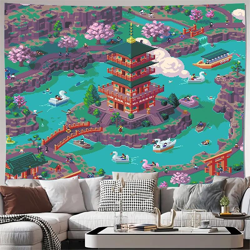 

Japanese Cherry Blossom Tapestry Wall Hanging Anime Decor Room Aesthetic Vintage Zen Forest Landscape Home Textile Art 74x94cm(29x37in)