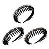 Sparkling Flocking Hairbands With Anti Slip Toothcomb, High Cranium Headdress For Women Hair Decoration 3 Piece Set