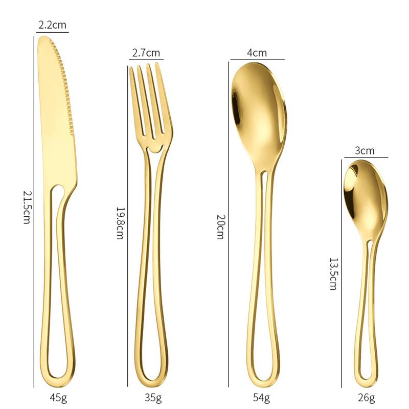 4Pcs/1Set Novelty Dinnerware Tableware Set 304 Stainless Steel Reusable Travel Cutlery Spoon Fork Knife Camping Utensils