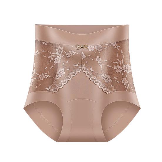Women's High Waisted Underwear Ladies Sexy Lace Ice Silk Panties Full Coverage Breathable Soft Stretch Briefs