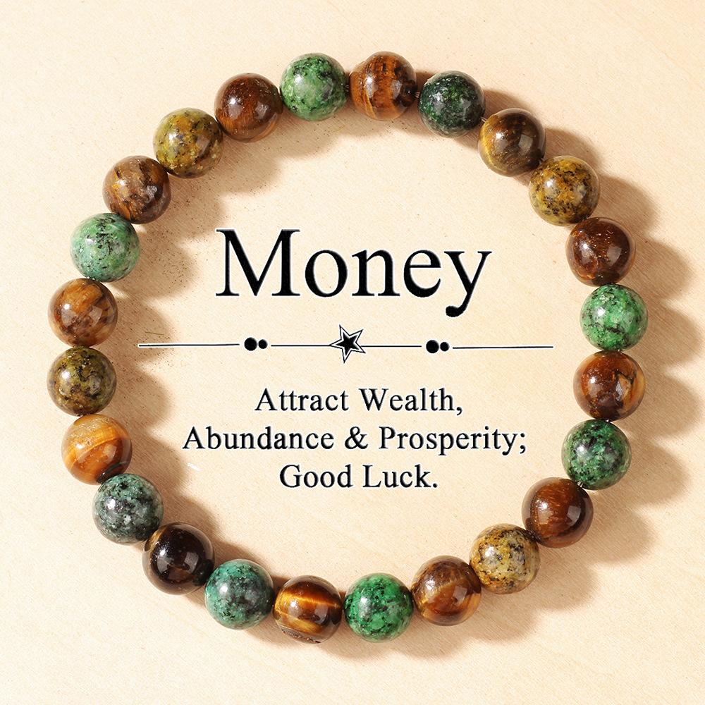 Vintage Bead String European And American Bohemian Bracelet Crystal Brown Tiger S Eye Stone African Pine Bracelet