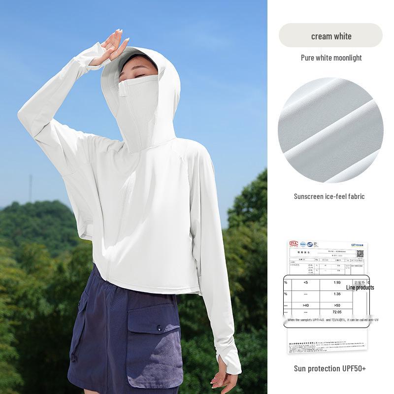UPF 50+ Women's Summer Sun Protection Shawl: Ultra-Thin, Breathable, Anti-UV Ice Silk Jacket.