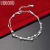 925 Sterling Silver Checkered Chain Star Bracelet Wedding Jewelry