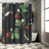 Outdoor Shower Curtain Waterproof Polyester Fabric Printed With Birds Strawberry Design For Bathroom Decoration (Black Size180X2