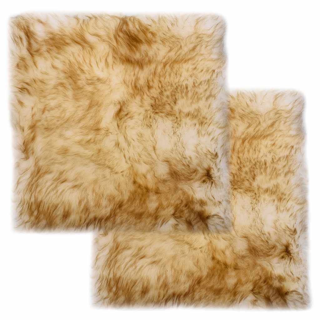 Seat Cushions 2 Pcs Brown Melange 40x40 cm Real Sheepskin