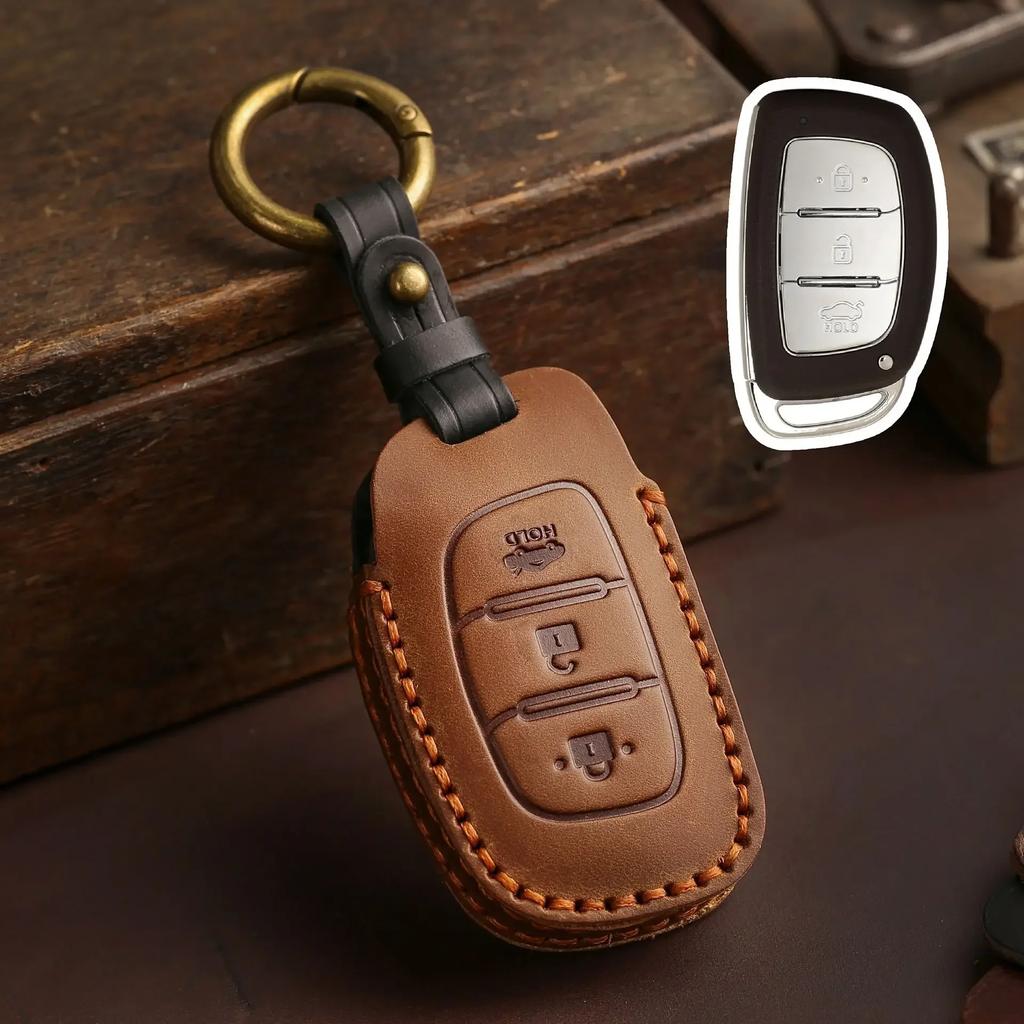 Leather holder shell cover Car Fob Key Case Protector for Hyundai Ix25 I10 Ix35 Mistra 2013-2018 Remote Keychain Accessories