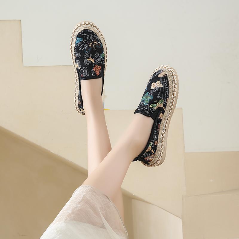 CRLAYDK Classic Loafers for Women Slip On Espadrilles Dressy Casual Lightweight Shoes Ladies Breathable Printed Soft Flats