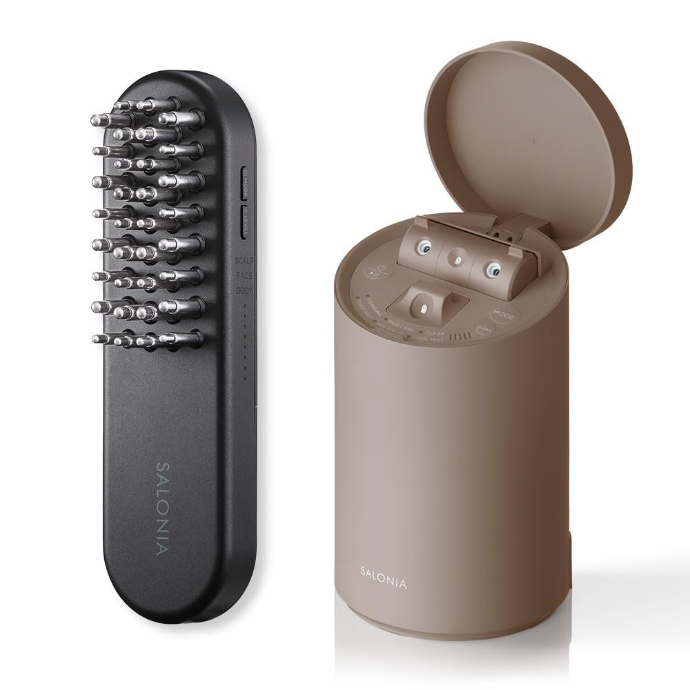 

SALONIA EMS Lift Brush 3D Care Pure Bright Steamer Beige Set Electric Brush Face Steamer Facial Beauty Lift Up Sticker Included &