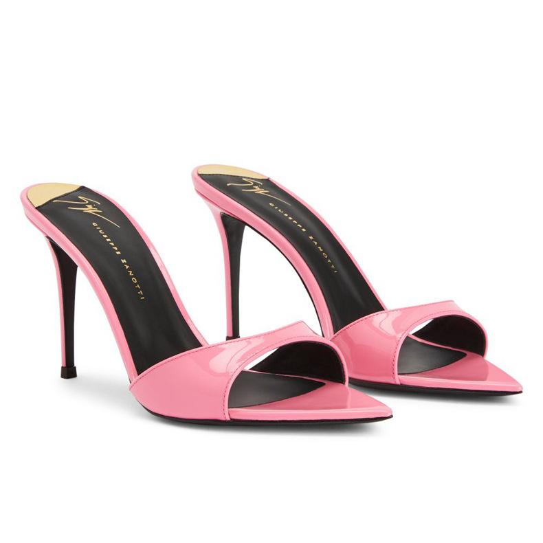 Foreign trade white pointed open-toed stiletto high-heeled slippers one foot and a half drag European and American style European and American style