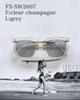 Square Wide 2 Sunglasses clear champagne Brand Popular Stylish Fashion Glasses UV Protection [Flex] (F L grey) Women's Men's
