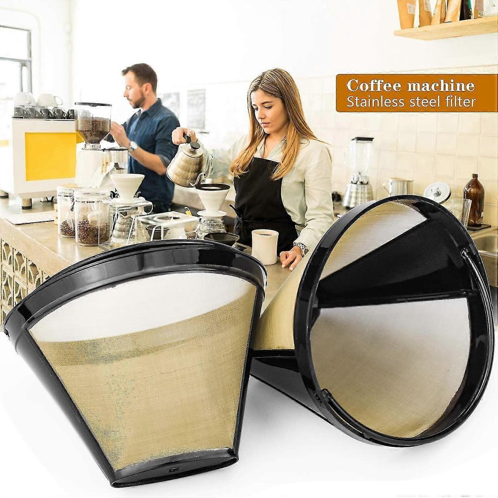 2PCS Reusable Coffee Filters Cone Style Size 4 Washable Household Coffee Mesh Basket Cup - DD0