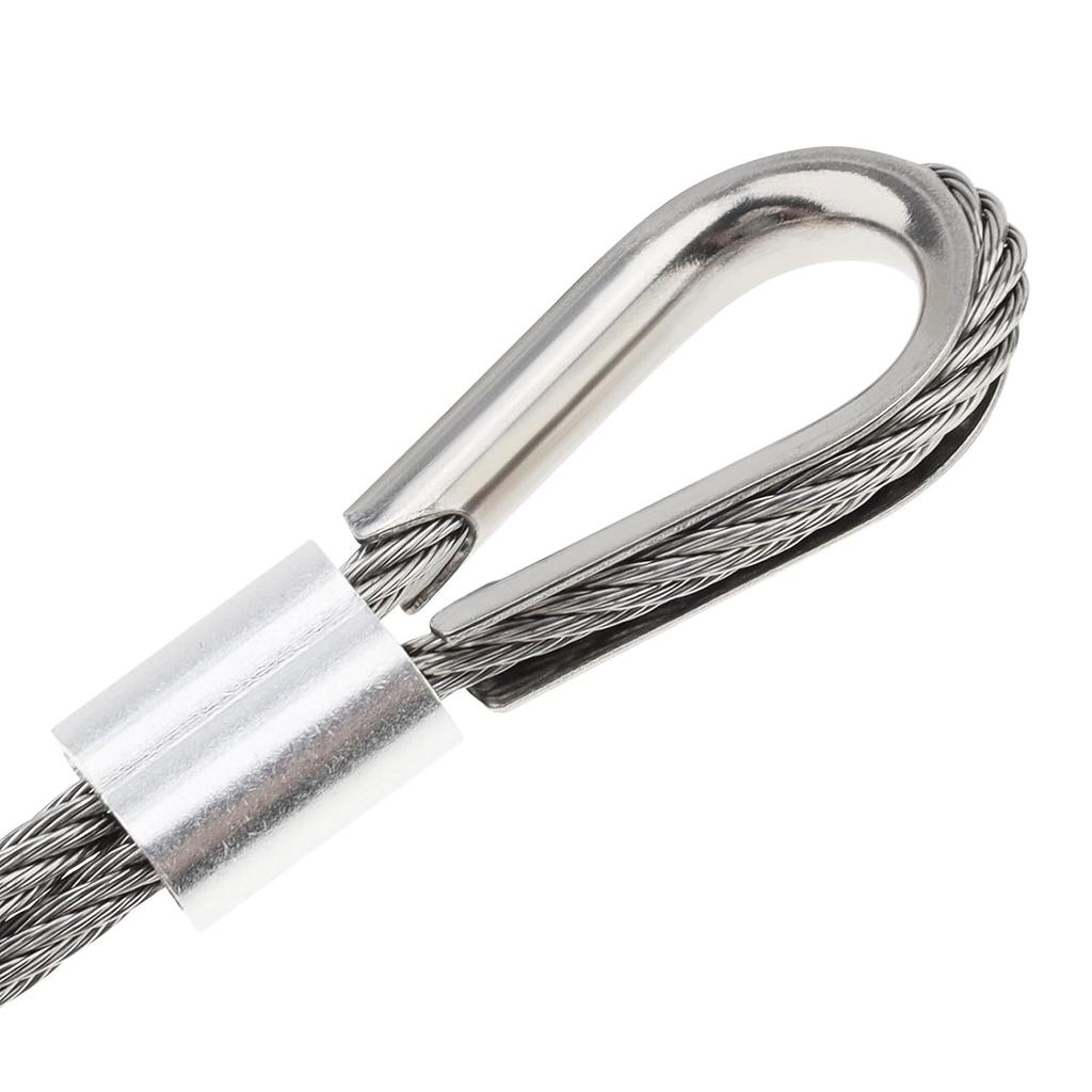 50Pcs M5 Wire Rope Thimbles 3/16", Stainless Steel Thimble for Diameter Cable Rigging, Clothesline, Rope Hardware Fittings