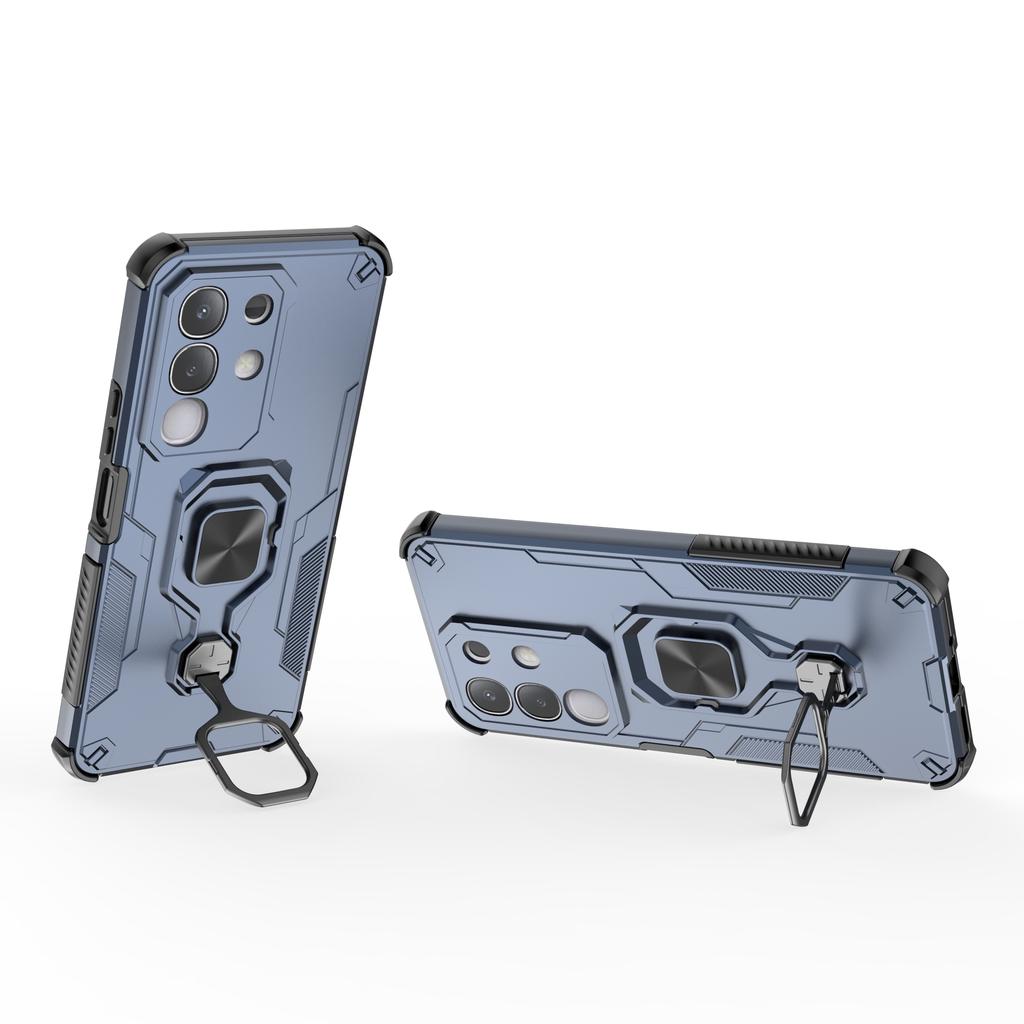 For vivo Y29 4G/T4x 5G Case Rotatable Ring Kickstand PC + TPU Shockproof Phone Cover