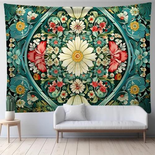 Mandala zielona sztuka tkanina wisząca sypialnia salon tkanina tło do druku dekoracja domu ściana salonu gobelin