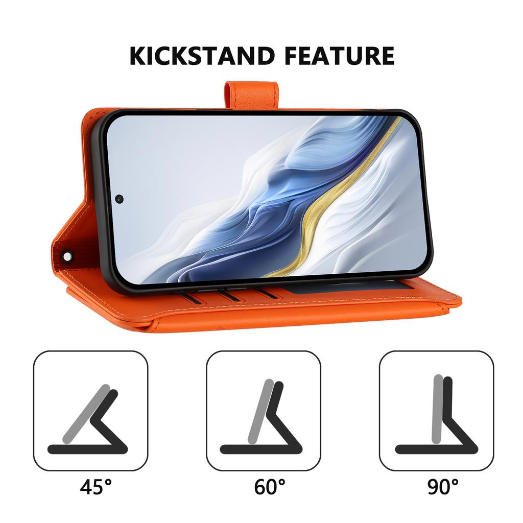 Wallet Case for 16 5G Leather - Leather/PU, Orange, With Lanyard