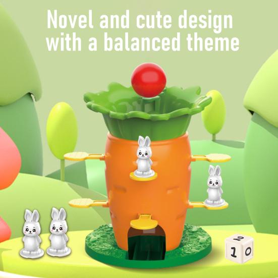 Carrot Balance Tower Toy with Mini Rabbit Logic Thinking Focus Training Kids Interactive Balance Board Game Toddlers Educational Balance Toy