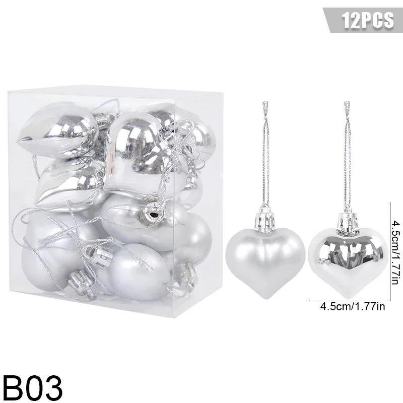 12 Stück Weihnachtsanhänger Stern Herzform Hängende Ornamente Weihnachtsbaumkugeldeko Valentinstag Partydekoration Neujahr 2025