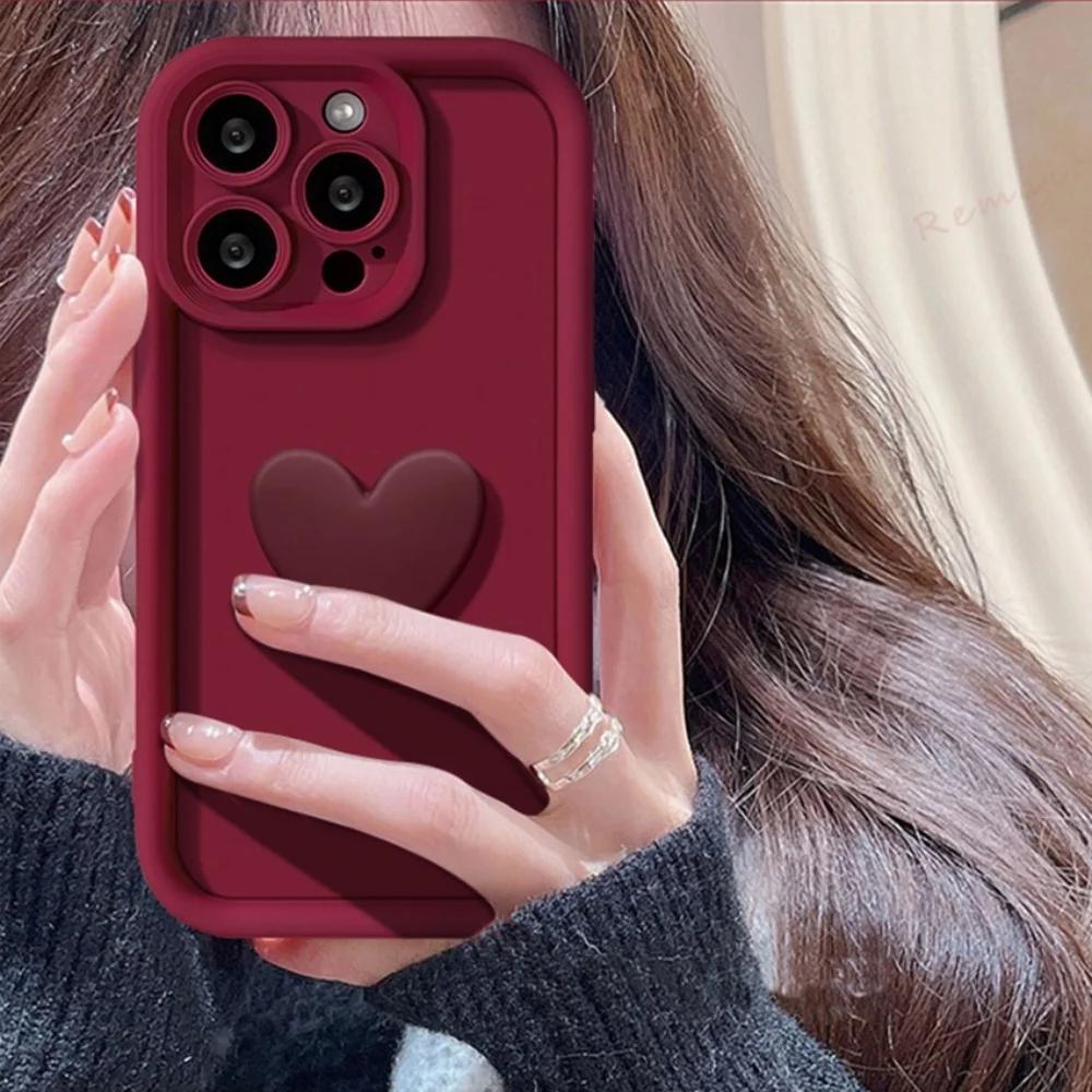 Luxury Heart DIY Case for iPhone X XR XS MAX SE 7 8 Plus 13 14 11 12 15 Pro Max Soft Silicone Camera Protector Phone Back Cover