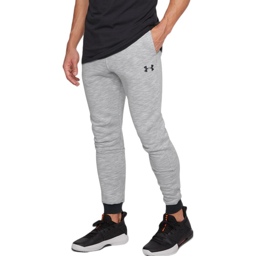Under Armour Solid Color Logo Print Drawstring Cuffed Joggers Men Joggers Gray 1309844-025