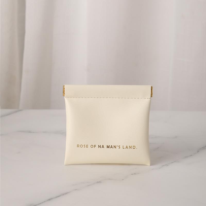 Mini Multifunctional Automatic Sealing PU Leather Storage Bag Travel Compact For Headphones Lipstick Coin Sanitary Napkins
