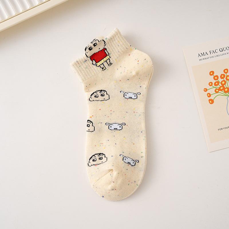 

1 пара мультяшных милых носков до щиколотки с Crayon Shin-chan, тонкие дышащие влагоотводящие носки, мягкие удобные носки, девчачьи носки, подарок