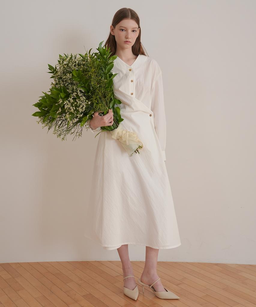 Paul And Alice Wrap Button Dress / Navy