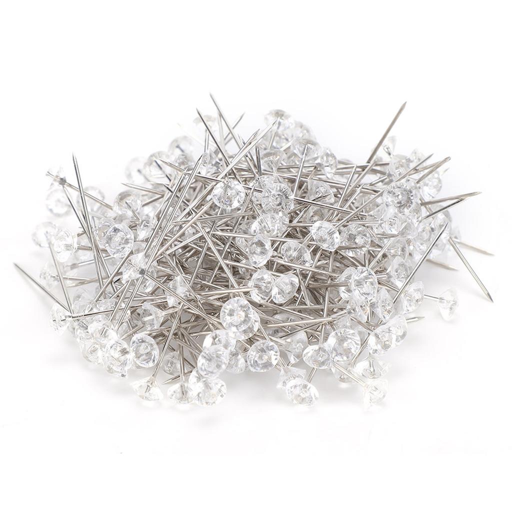 200Pcs Flower Bouquet Pins Brooch Sewing Crystal Head Pearl Needle for Wedding Jewelry Decoration