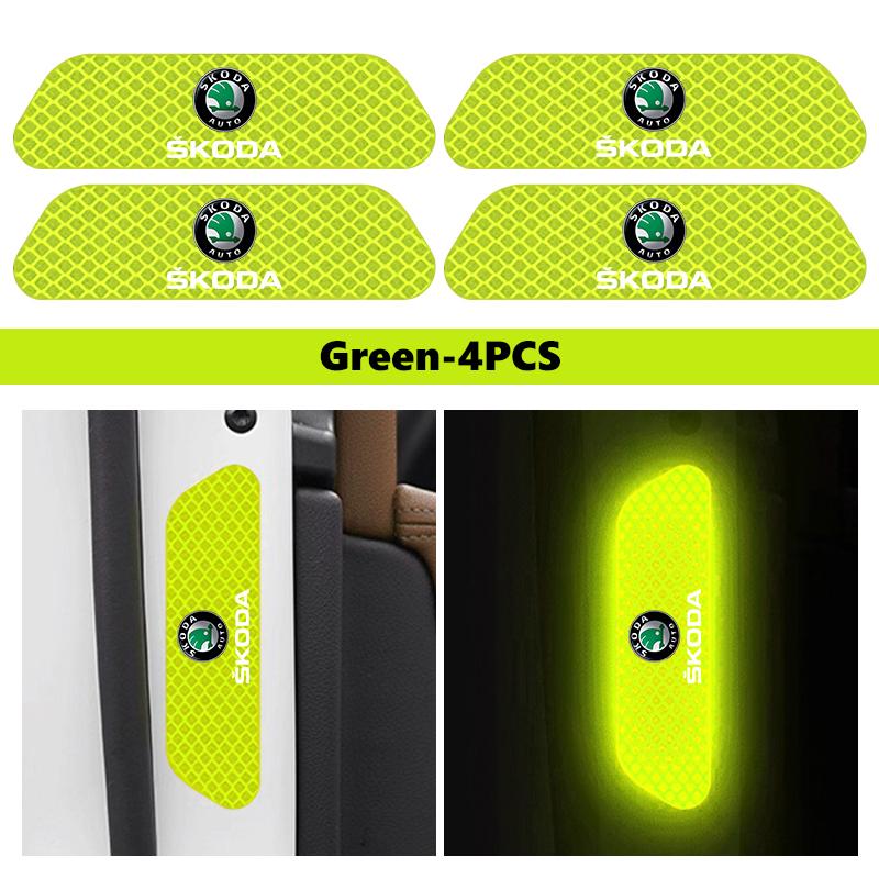 HGWE4 Car Wheel Eyebrow Stickers Reflective Protective Stickers Night Anti-collision Strip For Skoda S Kodiaq Octavia 2 3 Yeti Karoq