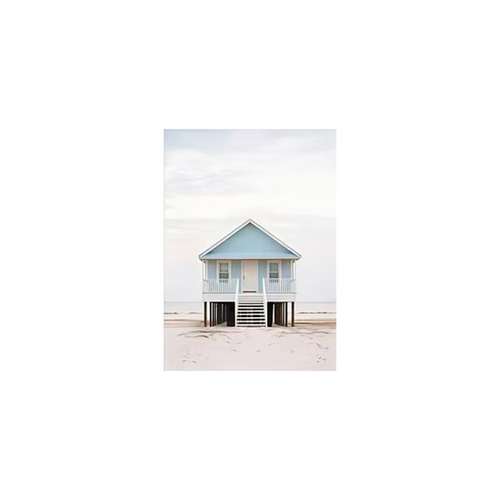 Modern Landscape Wall Decor, Small Fresh Beach, Lighthouse, Cottage, Boat, Wall Art Canvas Painting, Bedroom Living Room Wall Decoration