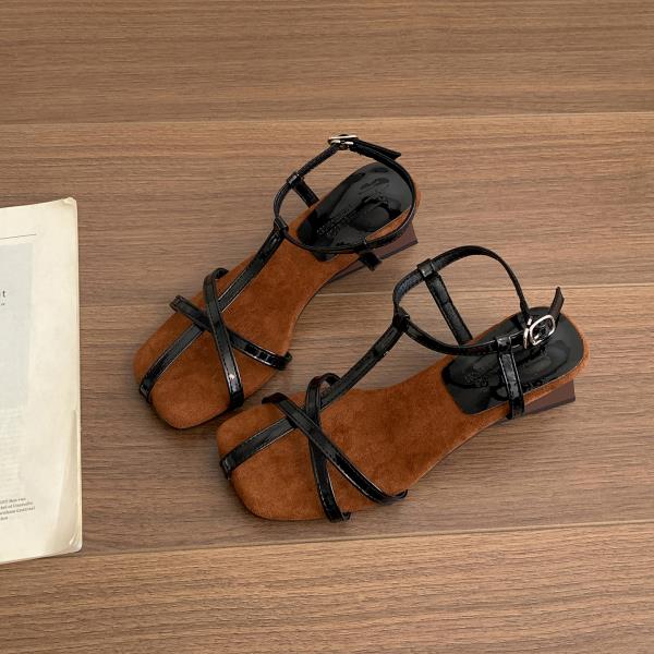 

Fashion Outside Sandals Black Shoes for Women Summer Heels Clogs Wedge Beige Girls Fashion Gladiator 2025 New Retro Platform Scandals 35