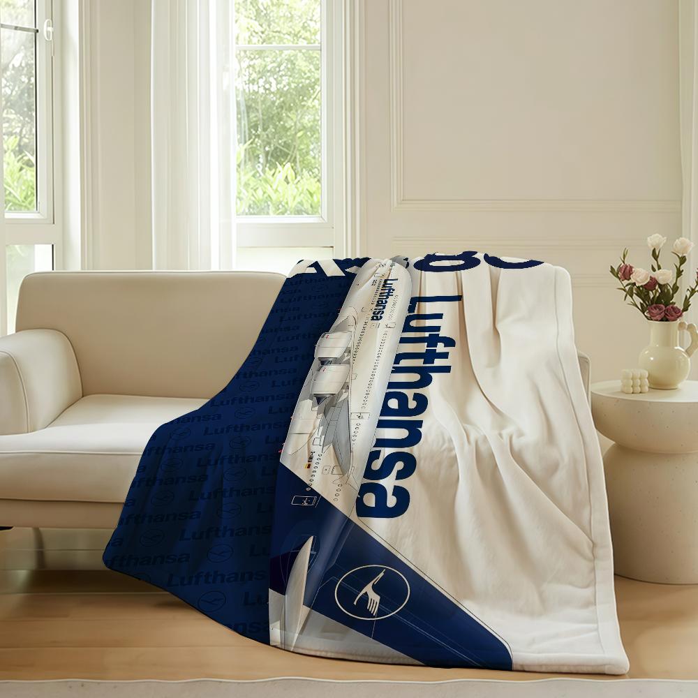 

Fashion print L-Lufthansa Blanket For Sofa Office Bed Plane Travel Sleep Read Relax Camping Soft And Warm 30x40in