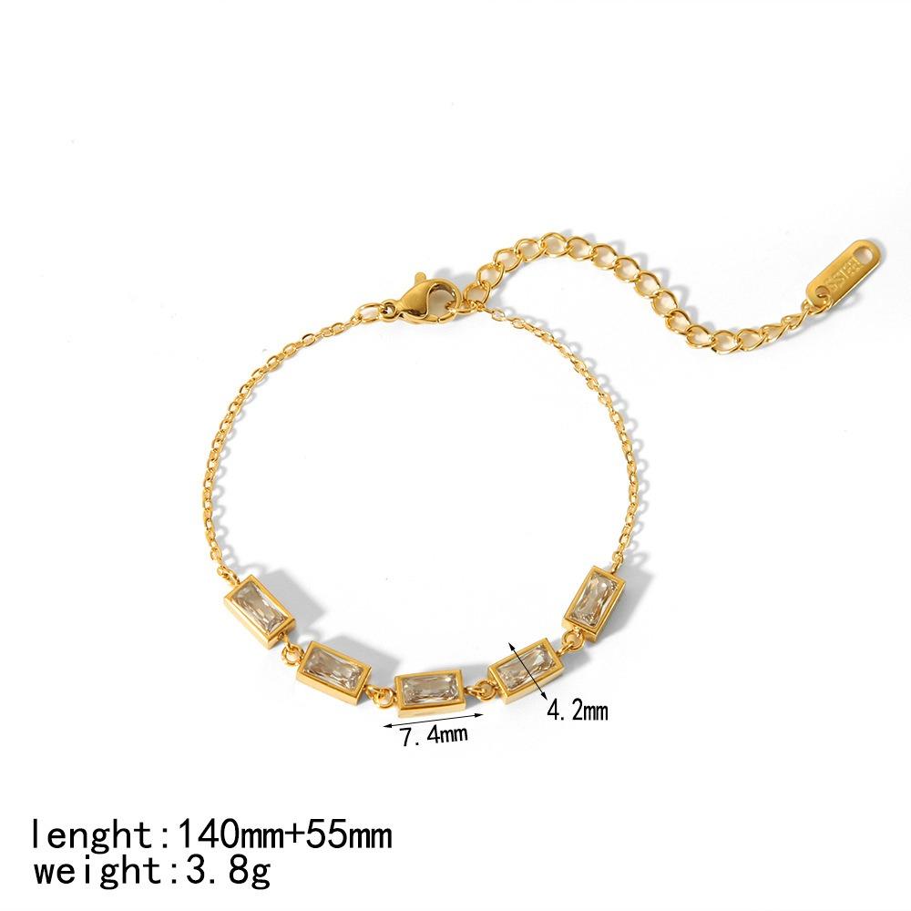 Fashion Minimalist Design Bracelet 18K Gold Plated Stainless Steel Heart Square Round Zircon Geometric Charm Bracelet for Women bracelet