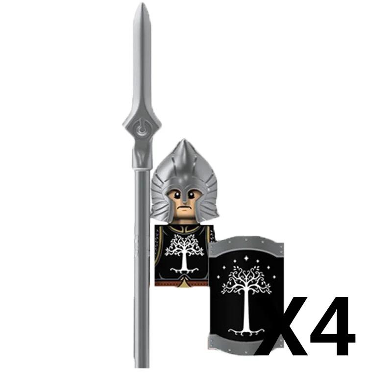 MOC Středověcí rytíři Orkové Stavební kostky Figurky Hračka Vojáci Stráž Zbraně Luky Šípy Štít Brnění Vlajky Pochodně T016