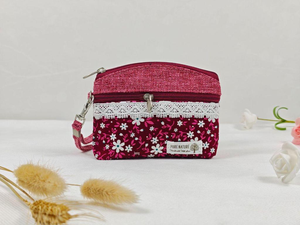 Pastoral Lace Cotton Women's Double-Zip Coin Purse & Key Holder