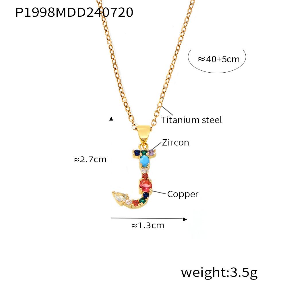 Zircon colorat cu microincrustație de cupru 26 de litere englezești, pandantiv individual personalizat, nișă, lanț clavicular hip-hop