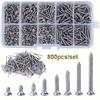 800 Stück Selbstschneidende Holzschrauben Set M2 Kreuzschlitz Flachkopf Blechschraube Selbstsichernde Mutter Holzgewinde Nagelschrauben Sets