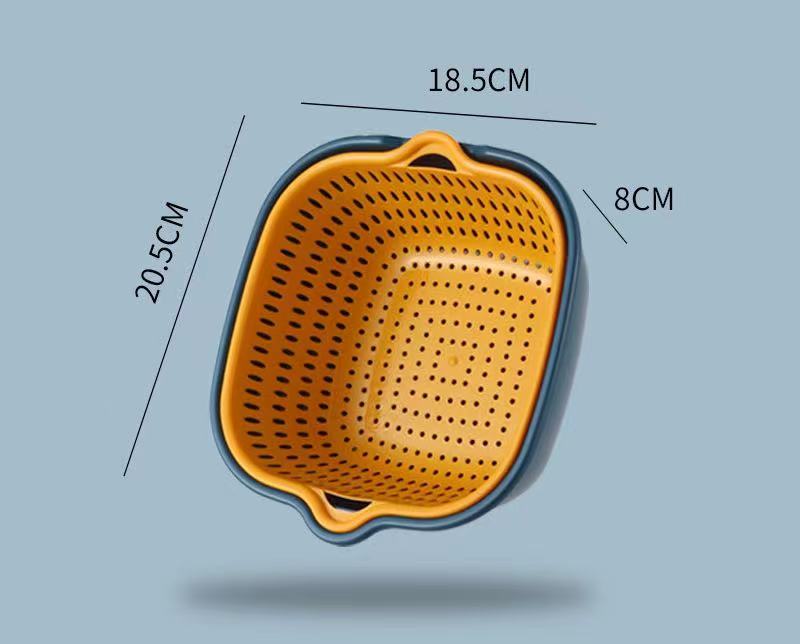 

Дуршлаг, Двухслойная корзина для слива, Пластиковая корзина-дуршлаг, Многоразовая корзина для мытья, Бытовой дуршлаг для кухни, Фрукты