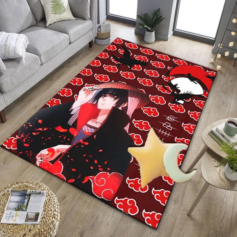 Anime Red Clouds On Black Background Office Rug Chair Mat, Game Carpet, Suitable for Front Door, Bedroom, Living Room, Desk, Holiday Gift