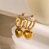 2024 New 18K Gold Stainless Steel Heart Earrings for Women - Polished & Slidable Titanium Pendant