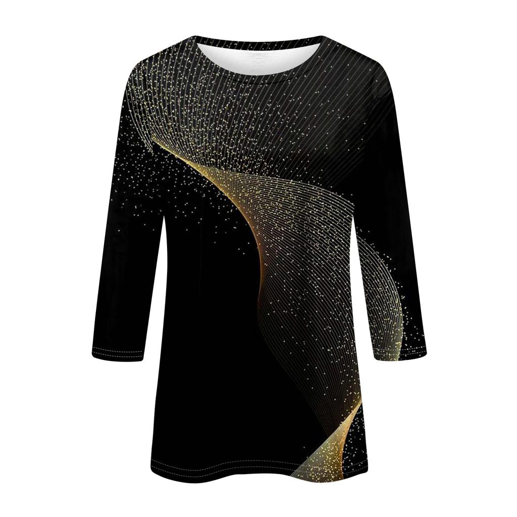 3/4 Sleeve Shirts For Women Cute Tops Graphic Tees  Blouses Casual Plus Size Basic Tops Pullover