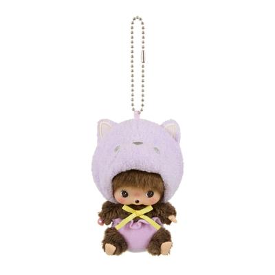 Monchhichi Animal Babychichi SS Large Face Keychain Plush Cat 205820 H10.5 X W6.5 X D7cm