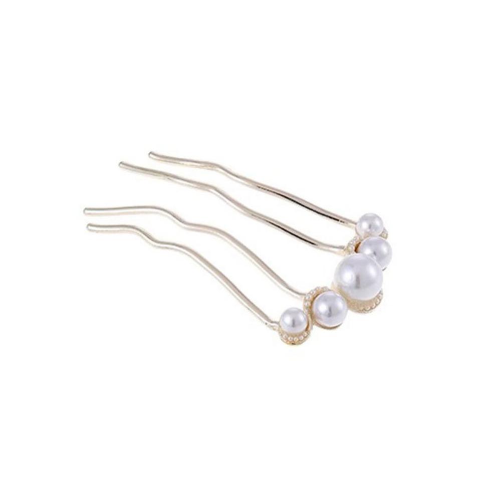 Fashion Metal U-Shaped Hair Stick for Women Girls Simple Pearl HairClip Pins Bun Maker Hairstyle Tools Hair Accessories